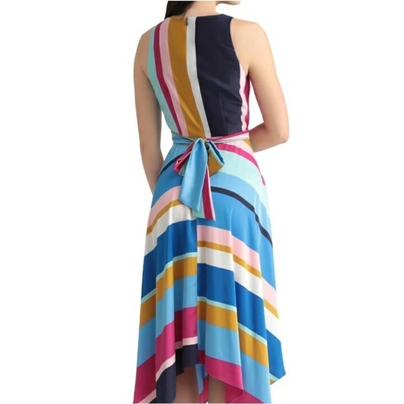 Maggy London Petite Midi Dress Stripes Chevron 6P - Picture 3 of 6